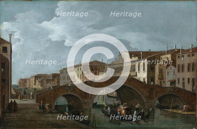 Cannaregio with the Ponte dei Tre Archi and Palazzo Balbi Valier in Venice. Creator: Canal, Bernardo (1664-1744).