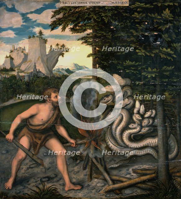 Hercules and the Lernaean Hydra (From The Labours of Hercules). Artist: Cranach, Lucas, the Elder (1472-1553)