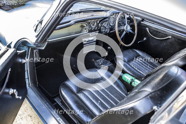 Interior of a 1961 Aston Martin DB4 GT SWB lightweight. Creator: Unknown.