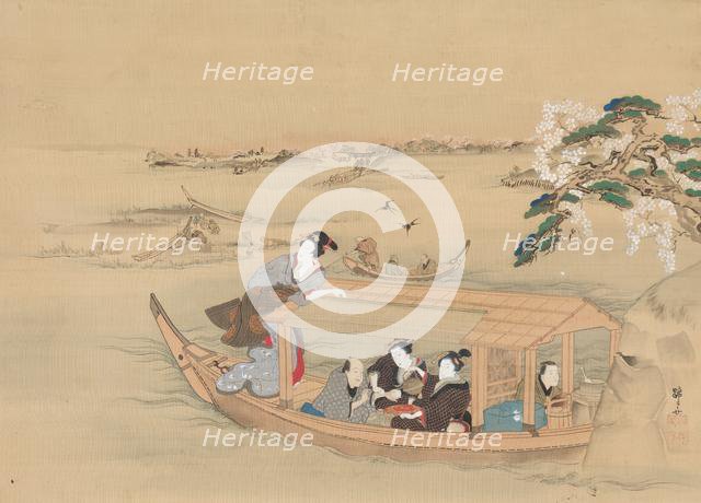 Boat to the Yoshiwara, 1800s. Creator: Teisai Hokuba (Japanese, 1771-1844).