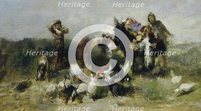 Scene from Don Quixote (Fight with the Poultry), c1890. Creator: Johann Till.