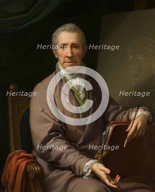 Self-portrait at the easel, 1828. Creator: Johann Baptist Lampi I.