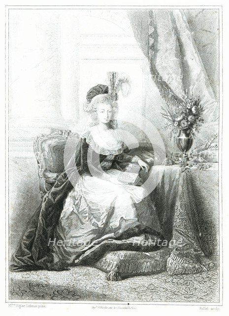 Marie-Antoinette of Austria (1755-1793), queen consort of France, wife of Louis XVI, engraving fr…