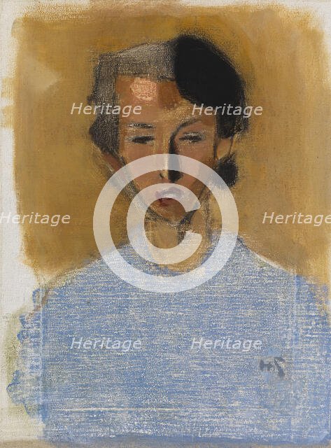 Portrait of a Girl in Blue and Brown (Inez), 1944. Creator: Helene Schjerfbeck.