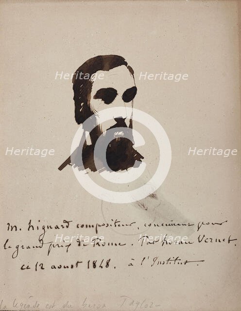 Portrait of the composer Aristide Hignard (1822-1898), 1848. Creator: Vernet, Horace (1789-1863).