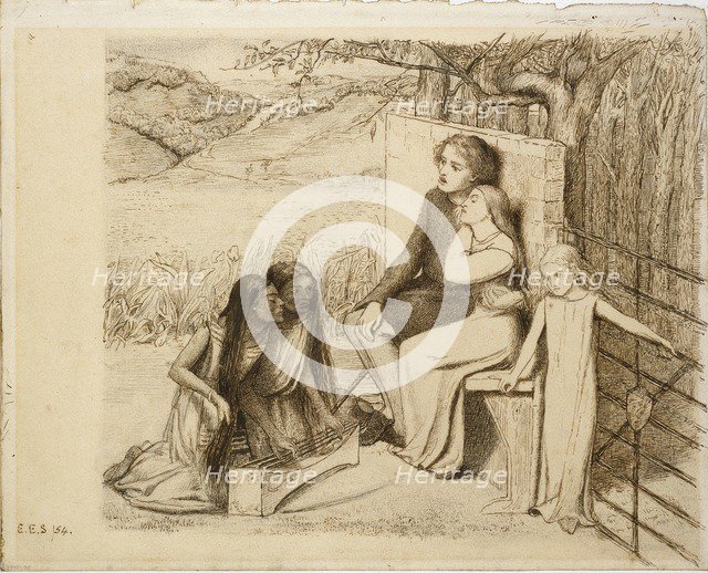 Two Lovers, 1854. Artist: Elizabeth Siddal.