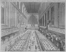 Interior view of the Guildhall on Lord Mayor's Day, City of London, 1761. Artist: Anon