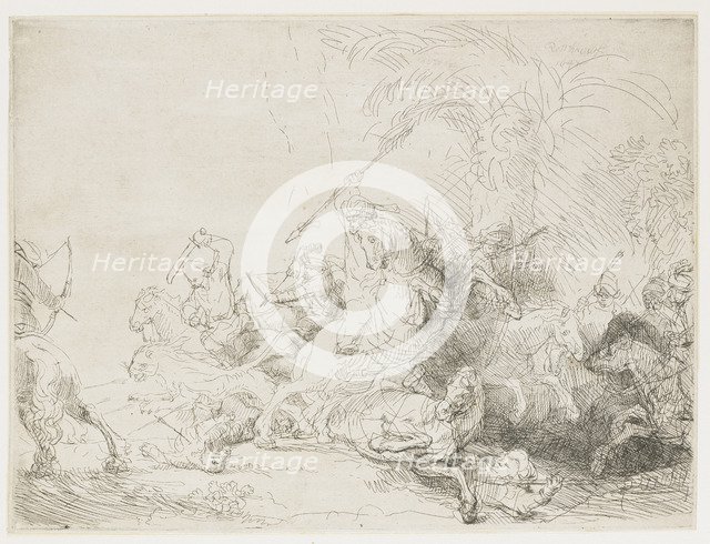 The Large Lion Hunt, 1641. Artist: Rembrandt van Rhijn (1606-1669)