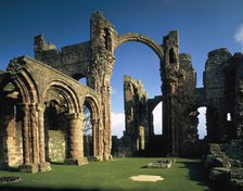 Nave in the priory church, Lindisfarne Priory, Northumberland, 1988. Artist: Unknown