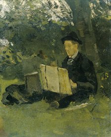 Jan Verkade (1868-1946) Painting under a Tree at Hattem, 1891. Creator: Richard Roland Holst.