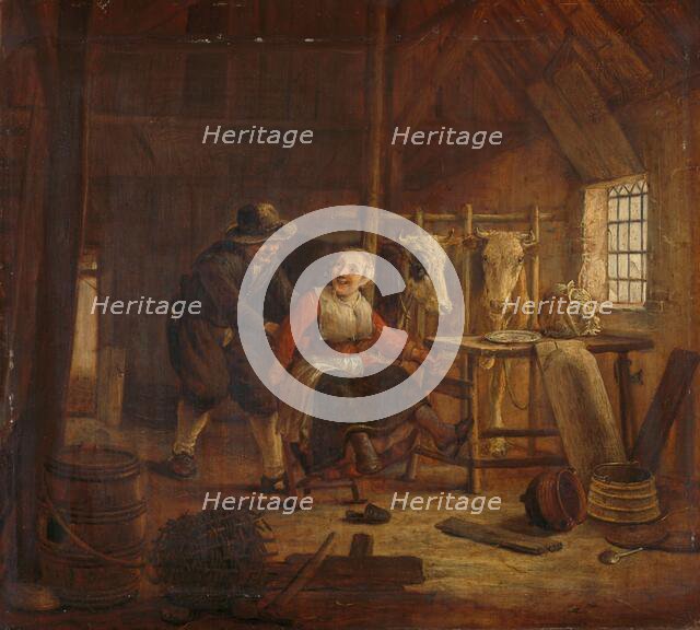 Flirtation in a Cowshed, 1645-1672. Creator: Govert Dircksz. Camphuysen.