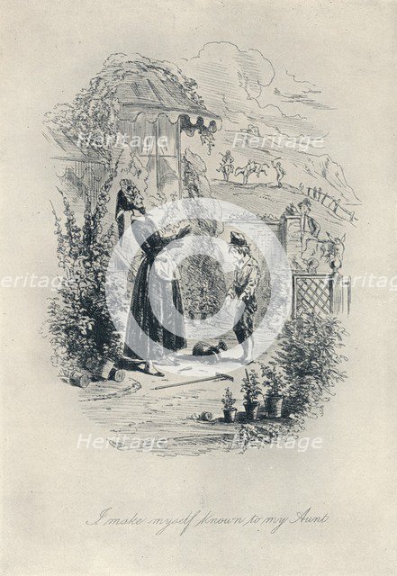 'I Make Myself Known to My Aunt. Etching from 'David Copperfield'', c1840-1880, (1923). Artist: Hablot Knight Browne.