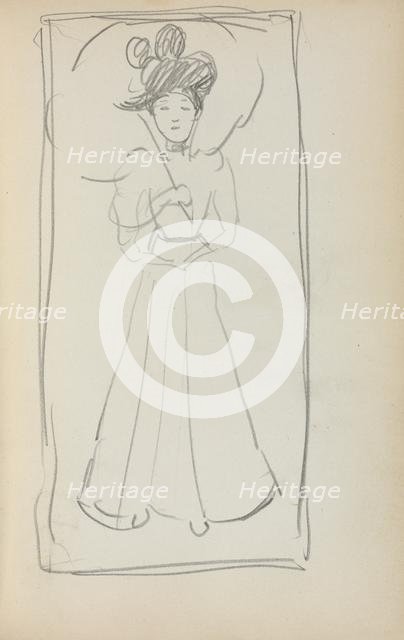 Italian Sketchbook: Standing woman with parasol (page 233), 1898-1899. Creator: Maurice Prendergast (American, 1858-1924).