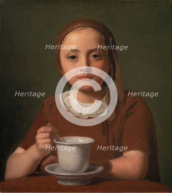 Little Girl, Elise Købke, with a Cup in front of her, 1850. Creator: Hansen, Constantin (1804-1880).