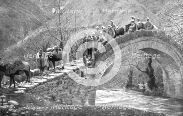 'La campagne d'hiver en Orient; Sur la route de Santi-Quaranta a Monastir: la traversee..., 1917. Creator: Unknown.