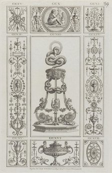 Tripod and Panels of Ornament, nos. CCIV-CCXVII ("Designs for Various Ornamen..., February 29, 1782. Creator: Michelangelo Pergolesi.