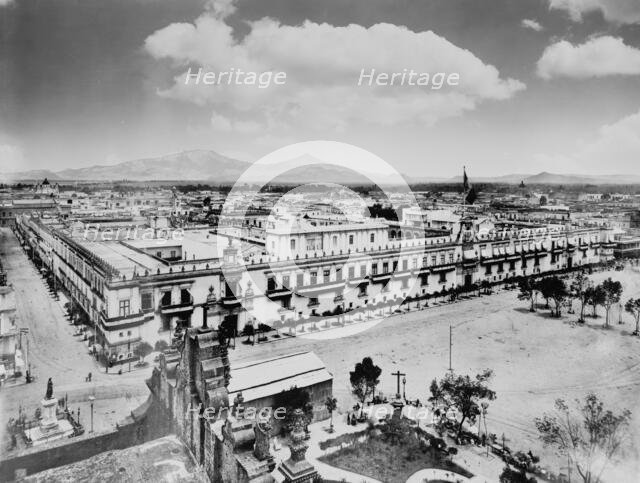 The Palace from the Cathedral, city of Mexico, between 1880 and 1897. Creator: Unknown.