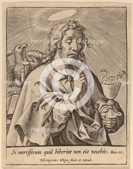 Si mortiferum quid biberint ... (Saint John the Evangelist). Creator: Hieronymous Wierix.