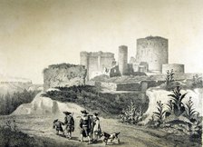 View of the ruins of the castle of Arévalo (Ávila), engraving in the book 'Memories and beauties …