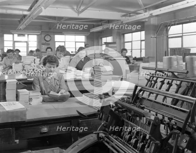 The binding room at the White Rose Press printing Co, Mexborough, South Yorkshire, 1959.  Artist: Michael Walters