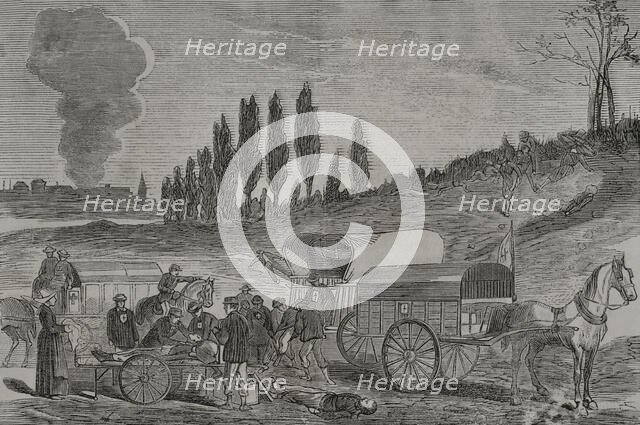 Franco-Prussian War (1870-1871): Burial of the dead by ambulances, 1871. Creator: Unknown.