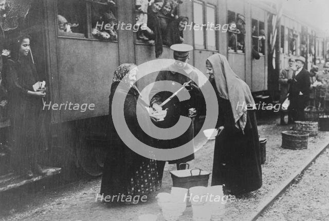 Red Cross canteen worker in Ancona, between c1915 and 1918. Creator: Bain News Service.
