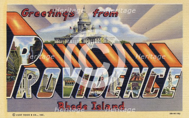 'Greetings from Providence, Rhode Island', postcard, 1943. Artist: Unknown
