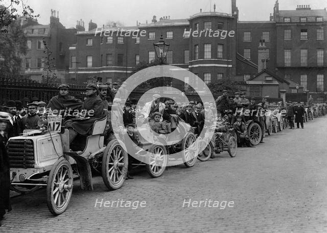 Finish of the Thousand Mile trial in Whitehall, London, 1900. Creator: Unknown.