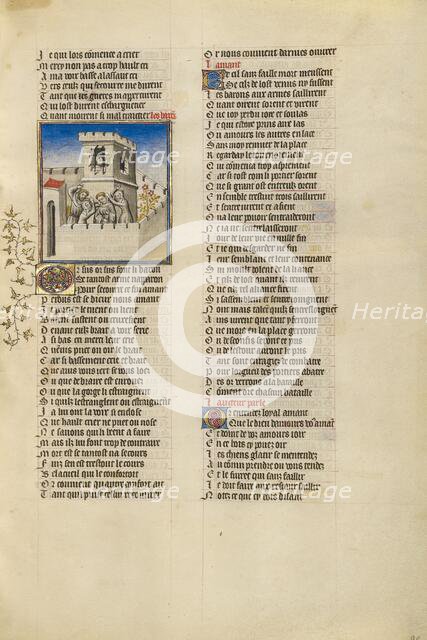 The Lover Seized by the Personifications of Shame, Anxiety, and Resistance, about 1405. Creator: Unknown.