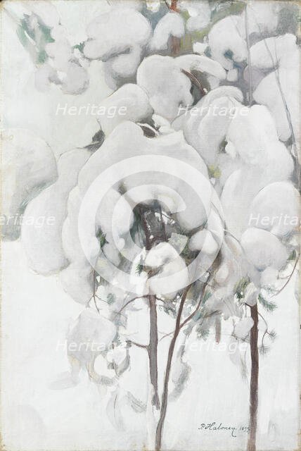 Snow-Covered Pine Saplings, 1899. Creator: Pekka Halonen.