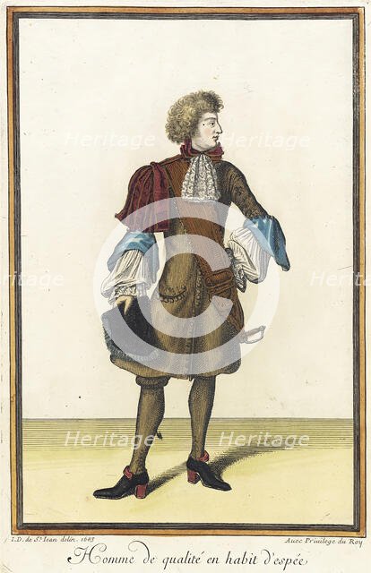Recueil des modes de la cour de France, 'Homme de Qualité en Habit d'Espée', 1683. Creator: Jean de Dieu.