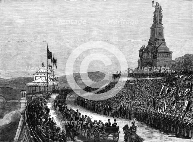 Unveiling the German National Monument at Rüdesheim, opposite Bingen on the Rhine, 1883. Creator: Unknown.