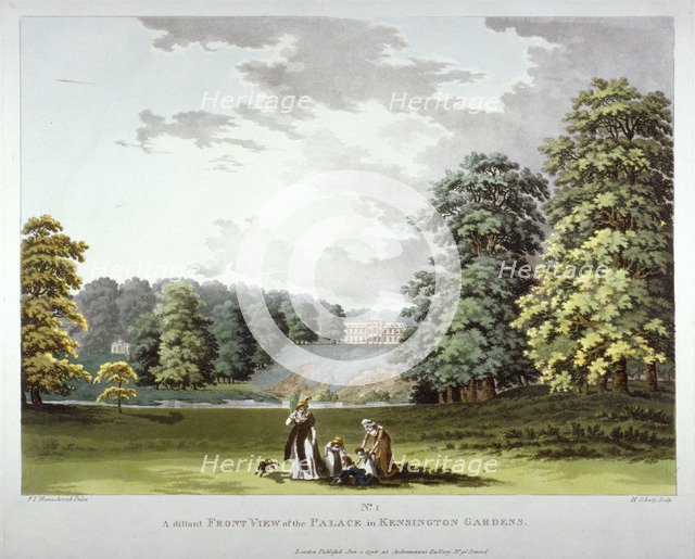 Kensington Palace and Gardens, London, 1798. Artist: Heinrich Schutz
