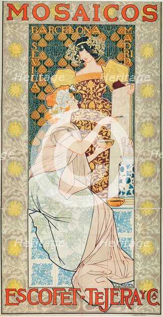 Mosaicos Escofet-Tejera (Advertising Poster), 1900. Artist: Riquer Inglada, Alejandro de (1856-1920)