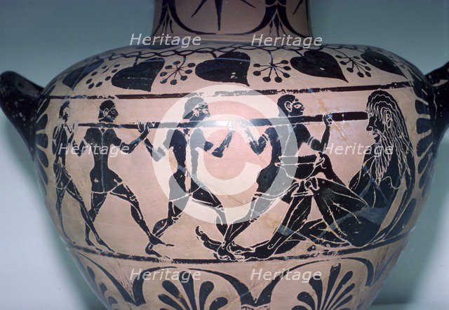 Vase-painting of the story of the Cyclops from the 'Odyssey'. Artist: Unknown