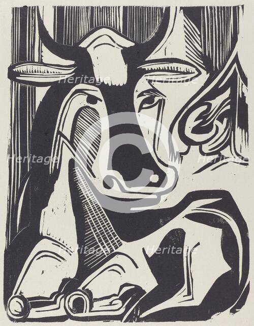 The Large Cow Lying Down (Grosse Liegende Kuh), 1929. Creator: Ernst Kirchner.