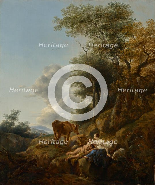 Landscape with a Nymph and a Satyr, 1647 ?. Creator: Nicolaes Berchem.