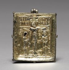 Enkolpion with the Crucifixion (front) and Saints Theodore and George (back), 1080-1120. Creator: Unknown.