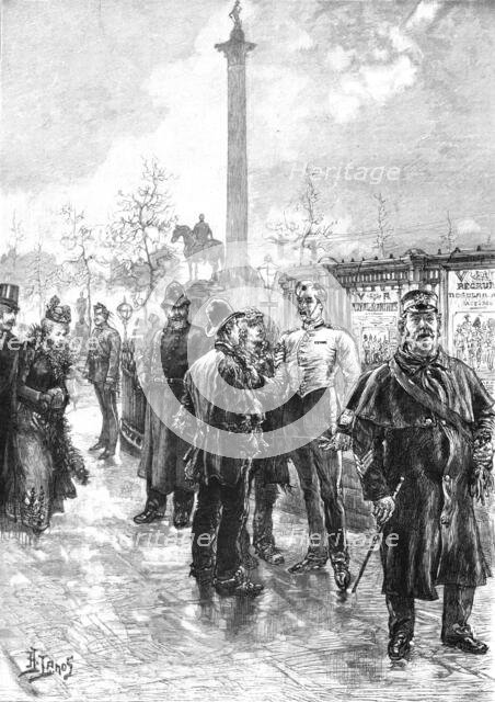 '' Recruiting for the Army outside St. George's Barracks, Trafalgar Square', 1891. Creator: Henri Lanos.