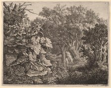 Landscape with Large Leaves and Three Satyrs, c. 1800. Creator: Carl Wilhelm Kolbe the elder.