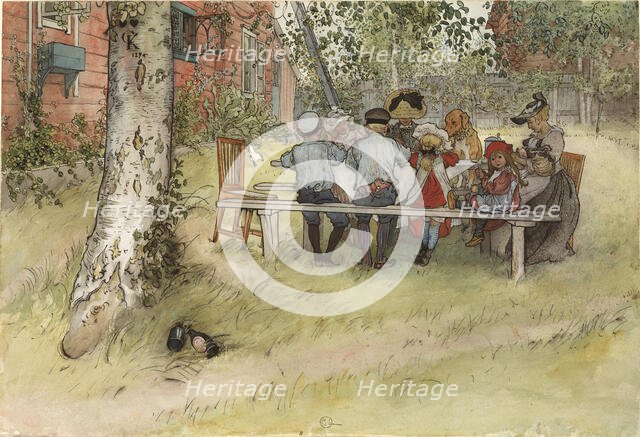 Breakfast under the Big Birch. From A Home (26 watercolours), c19th century. Creator: Carl Larsson.