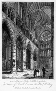 Interior of Poets' Corner, Westminster Abbey, London, 1817.Artist: Thomas Higham