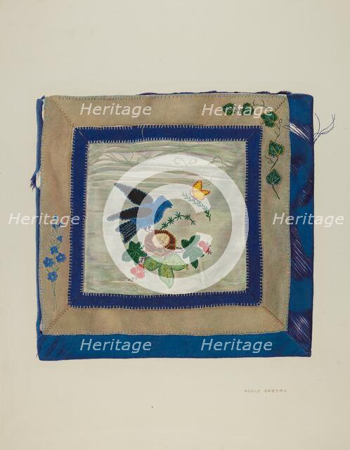Coverlet (Detail of Bluebird), c. 1941. Creator: Adolph Opstad.