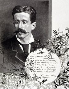 Leopoldo Cano (1844-1934) Spanish writer, engraving by A. Riquer in Ilustración Artistica de Barc…