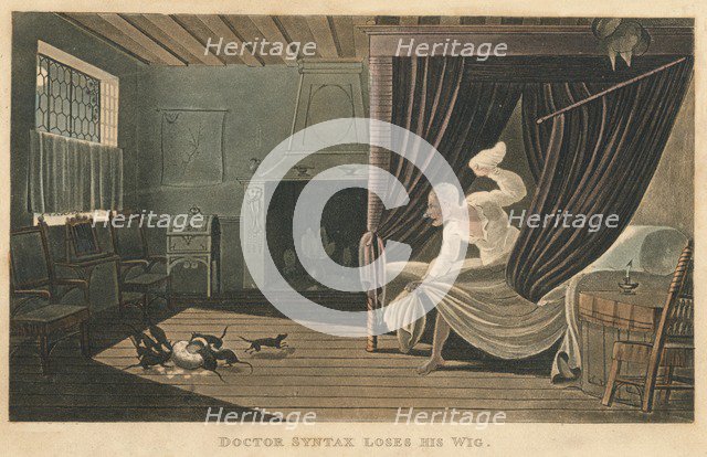 'Doctor Syntax Loses His Wig', 1820. Artist: Thomas Rowlandson.