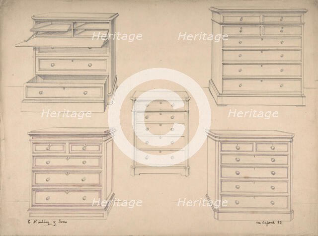 Designs for Chests of Drawers, 1841-84. Creator: Charles Hindley & Sons.