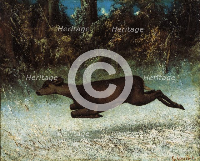 'Doe Leaping', 19th century.  Artist: Gustave Courbet