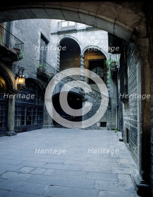 Dalmases Palace, central office of Omnium Cultural and Institut of Catalan Studies, detail of the…