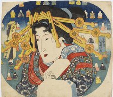 A courtesan, from the Series "Three Hardships of Modern Women" (Tosei sanpukutsui), 1833. Creator: Kuniyoshi, Utagawa (1797-1861).