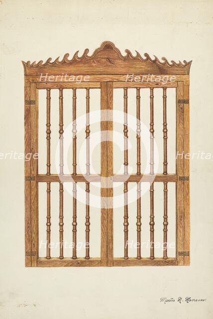 Grille Doors of Wood, c. 1937. Creator: Marius Hansen.